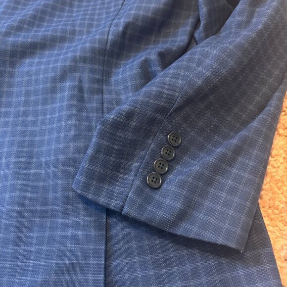 Oak Hill Sport Coat Mens 3XLT 55/56T Navy Blue Check Blazer Suit Jacket - Picture 7 of 7